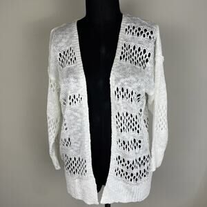 NWT Gracerelle Medium Open Cardigan White Crochet Boho Cottage Core